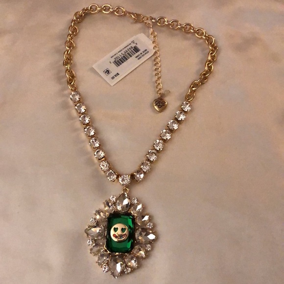 Betsey Johnson Gold Tone Ice Queen Smiley Crystal Pendant Necklace NWT - Picture 2 of 12